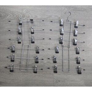 VGT Chrome Metal Shirt Pant Skirt Clip Hangers Add-on Hook Stackable LOT of 12